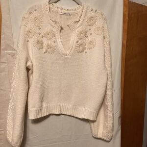 Cottage core embroidered relaxed fit boxy sweater by Moussy SZ Free Size